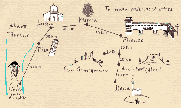 mapa com as principais cidades hist�ricas